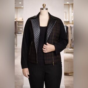 Amanda & Chelsea Black and Brown Quilted Pea Coat